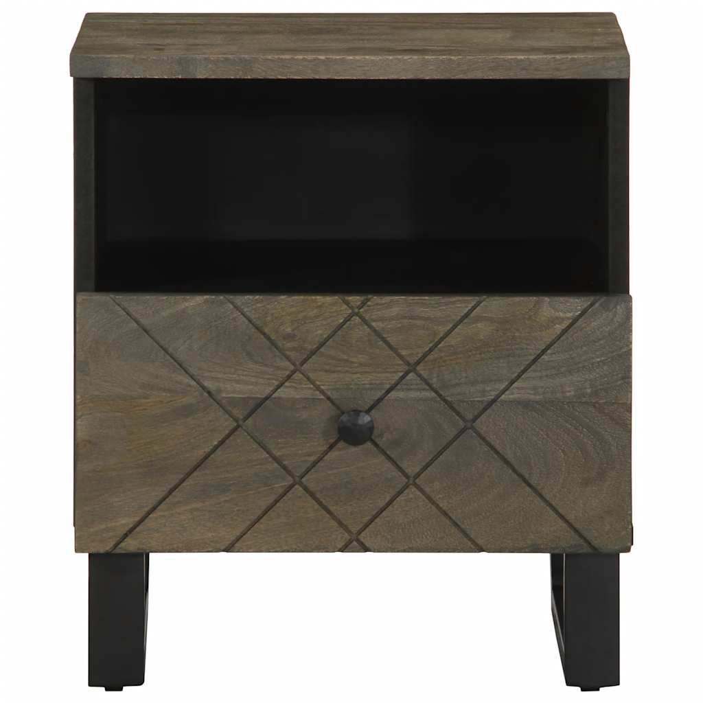 Table de chevet noir 40x33x46 cm bois de manguier solide