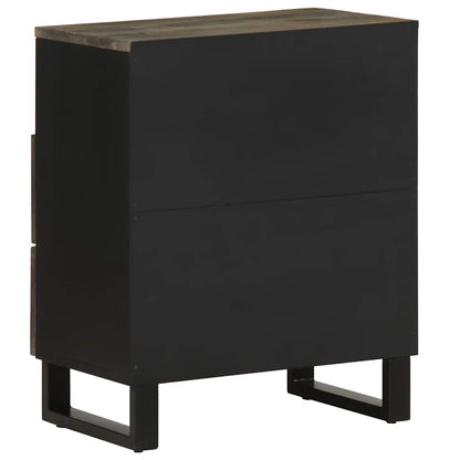 Table de chevet noir 50x33x62 cm bois de manguier solide