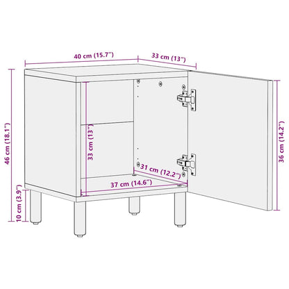 Table de chevet marron 40x33x46 cm bois de manguier solide