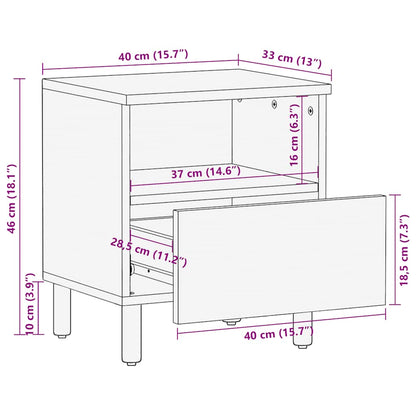 Table de chevet marron 40x33x46 cm bois de manguier solide