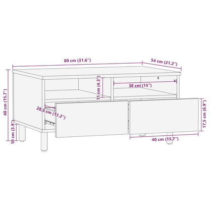 Table basse marron 80x54x40 cm bois massif de manguier