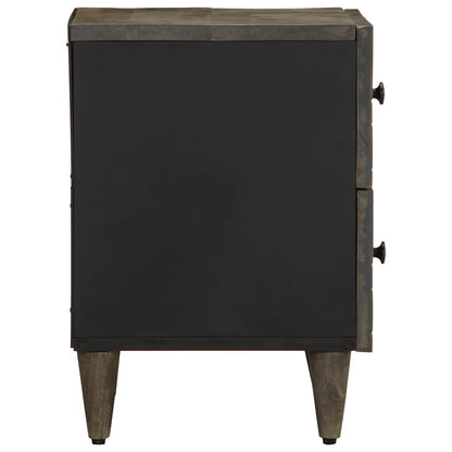 Table de chevet gris clair 40x33x46 cm bois de manguier solide