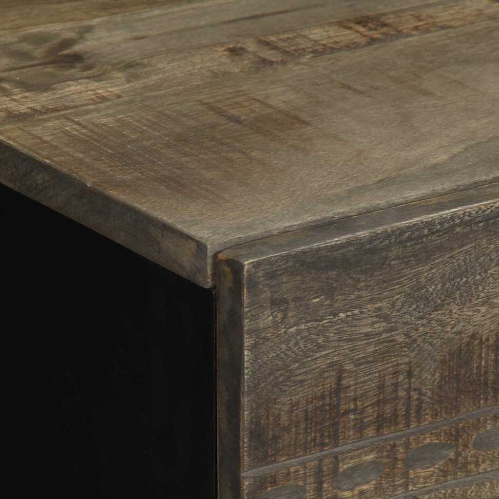 Table de chevet gris clair 40x33x46 cm bois de manguier solide