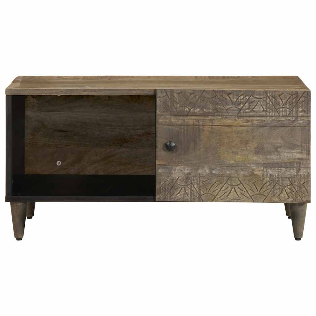 Table basse gris clair 80x50x40 cm bois de manguier massif