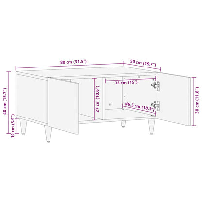 Table basse gris clair 80x50x40 cm bois de manguier massif