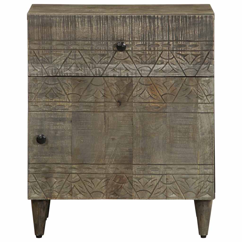 Table de chevet gris clair 50x33x60 cm bois de manguier massif