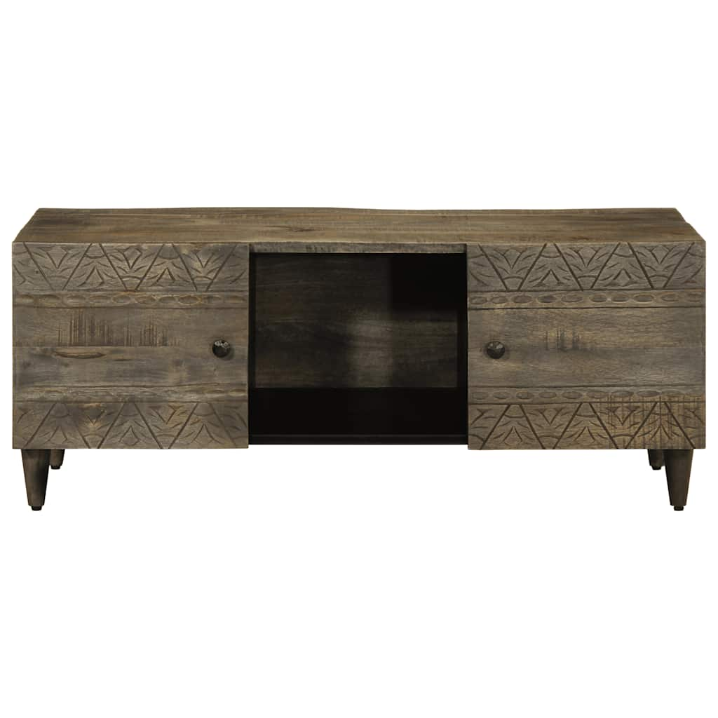 Table basse gris clair 100x54x40 cm bois massif de manguier