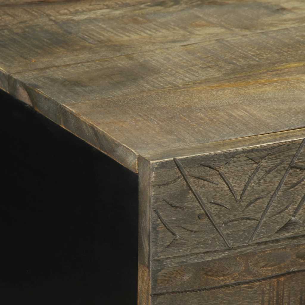 Table basse gris clair 100x54x40 cm bois massif de manguier