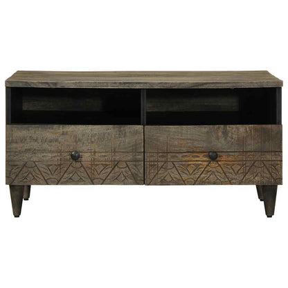 Table basse gris clair 80x54x40 cm bois massif de manguier