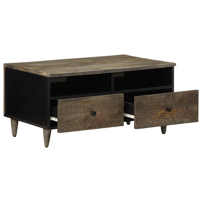 Table basse gris clair 80x54x40 cm bois massif de manguier