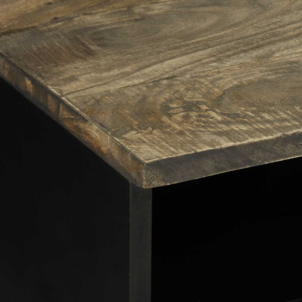 Table basse gris clair 80x54x40 cm bois massif de manguier