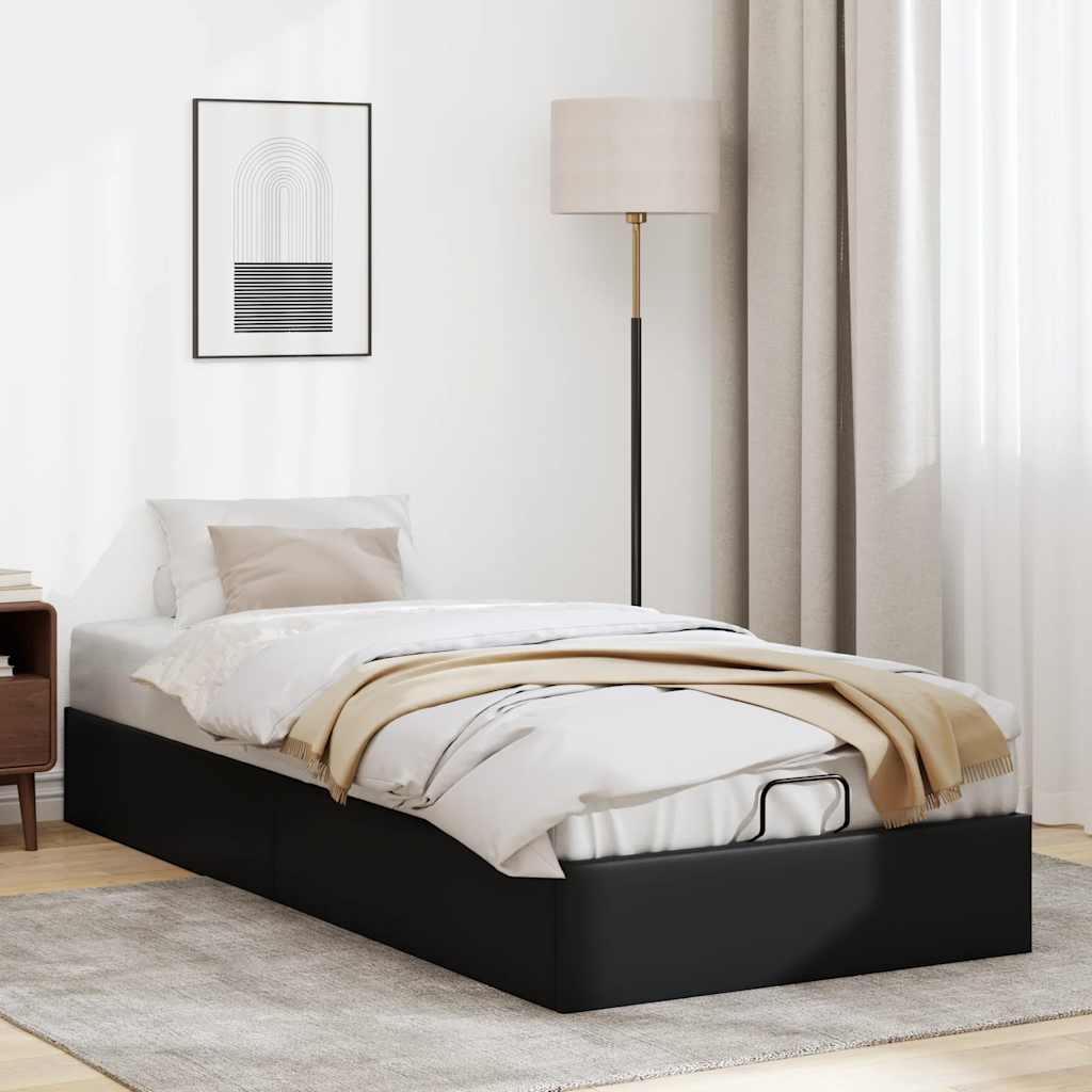 Cadre de lit ottoman sans matelas noir 80x200 cm similicuir