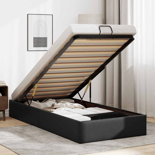 Cadre de lit ottoman sans matelas noir 80x200 cm similicuir