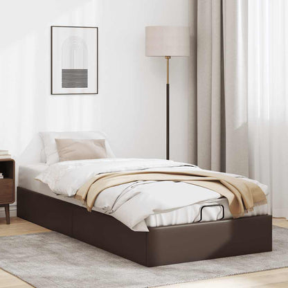 Cadre de lit ottoman sans matelas marron 80x200 cm similicuir