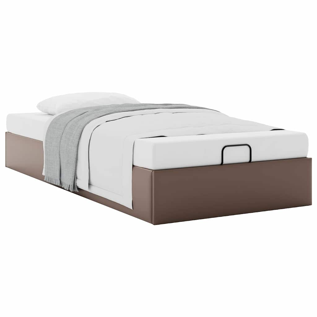 Cadre de lit ottoman sans matelas marron 80x200 cm similicuir