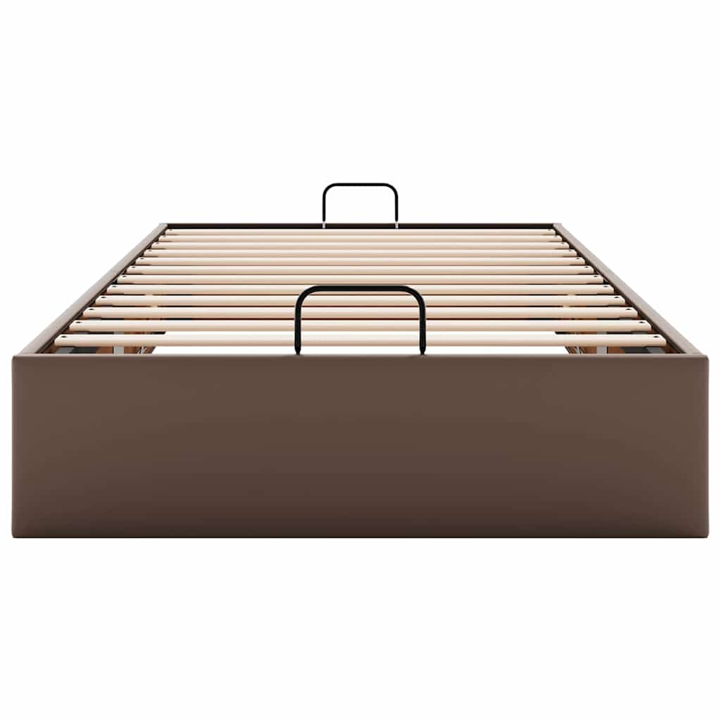 Cadre de lit ottoman sans matelas marron 80x200 cm similicuir