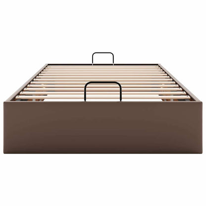 Cadre de lit ottoman sans matelas marron 80x200 cm similicuir