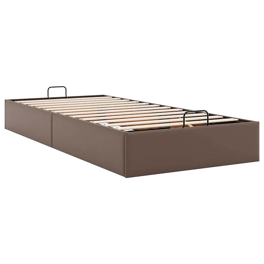 Cadre de lit ottoman sans matelas marron 80x200 cm similicuir