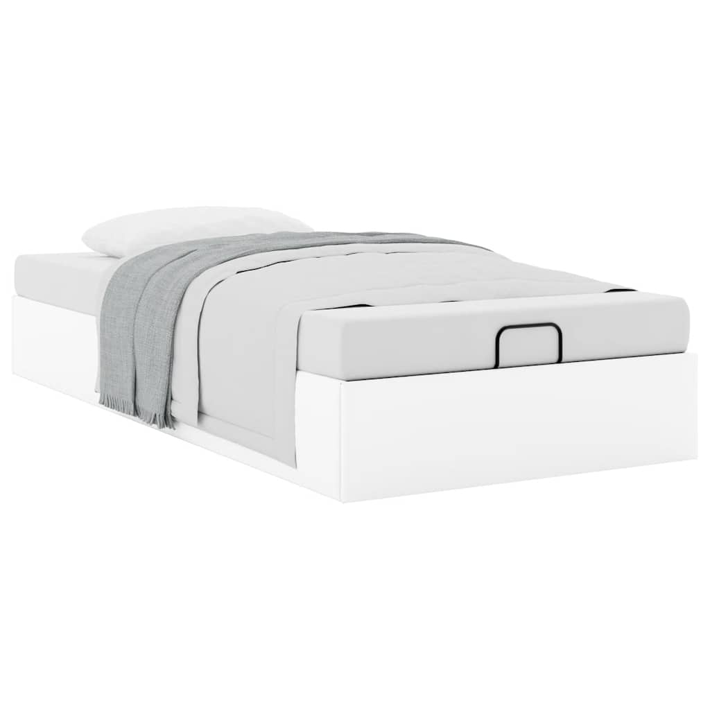 Cadre de lit ottoman sans matelas blanc 90x190 cm similicuir