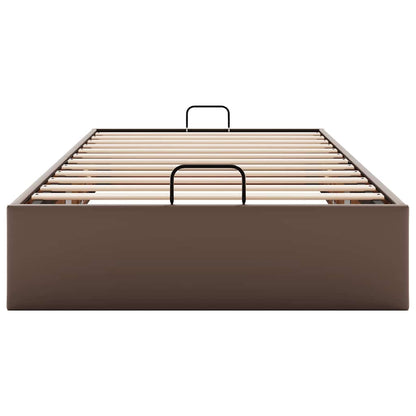 Cadre de lit ottoman sans matelas marron 90x190 cm similicuir