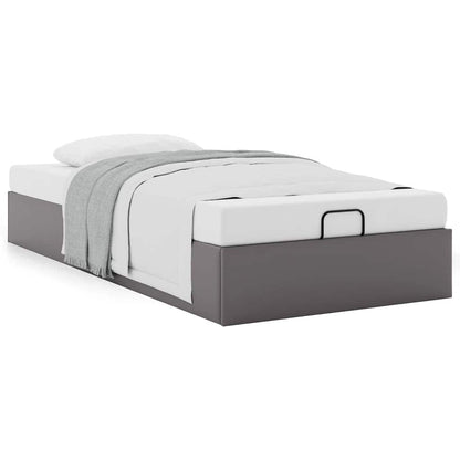 Cadre de lit ottoman sans matelas gris 90x190 cm similicuir