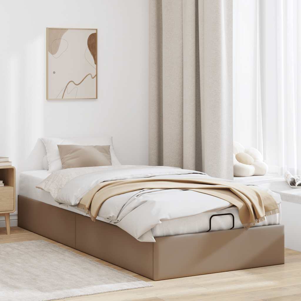 Cadre de lit ottoman sans matelas cappuccino 90x190 cm