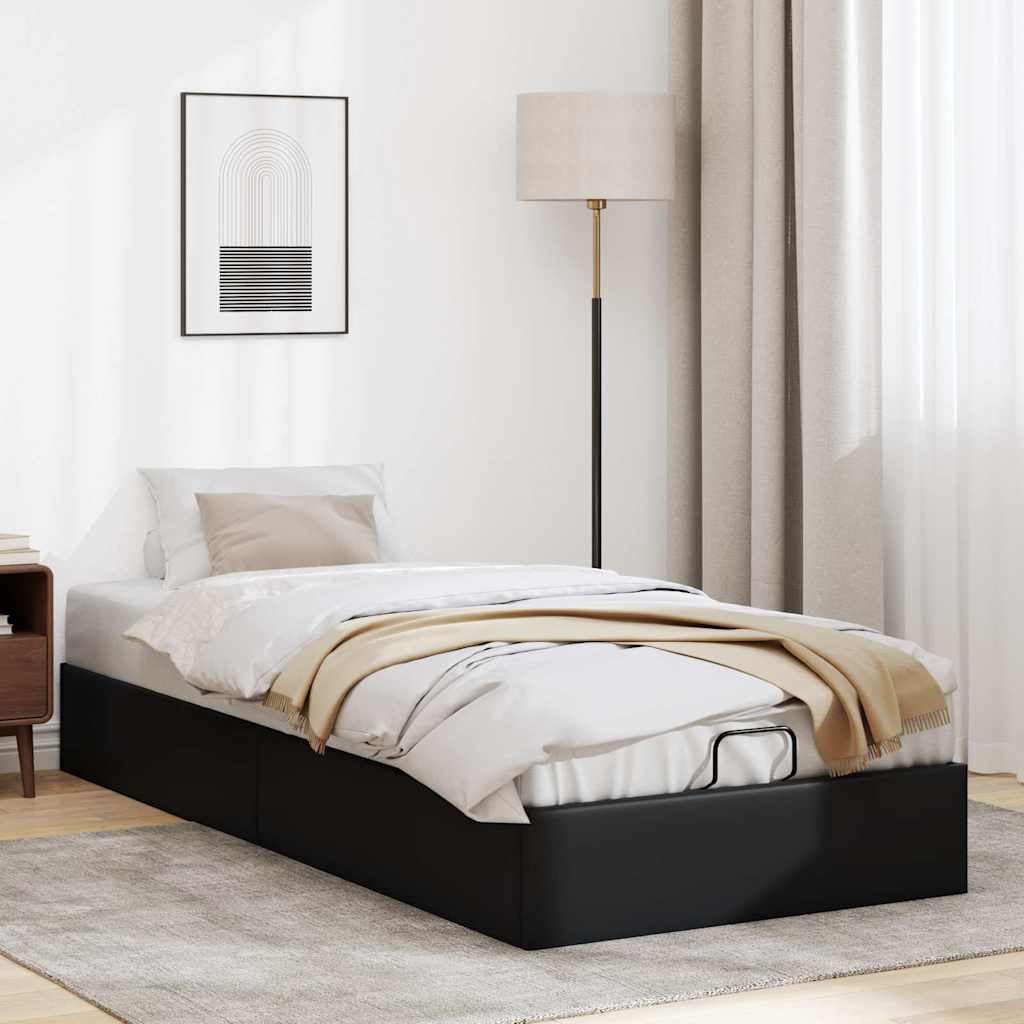 Cadre de lit ottoman sans matelas noir 90x200 cm similicuir