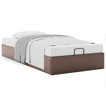 Cadre de lit ottoman sans matelas marron 90x200 cm similicuir