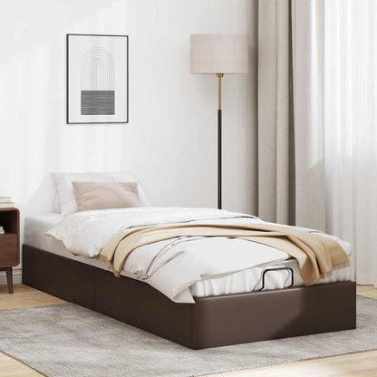 Cadre de lit ottoman sans matelas marron 90x200 cm similicuir