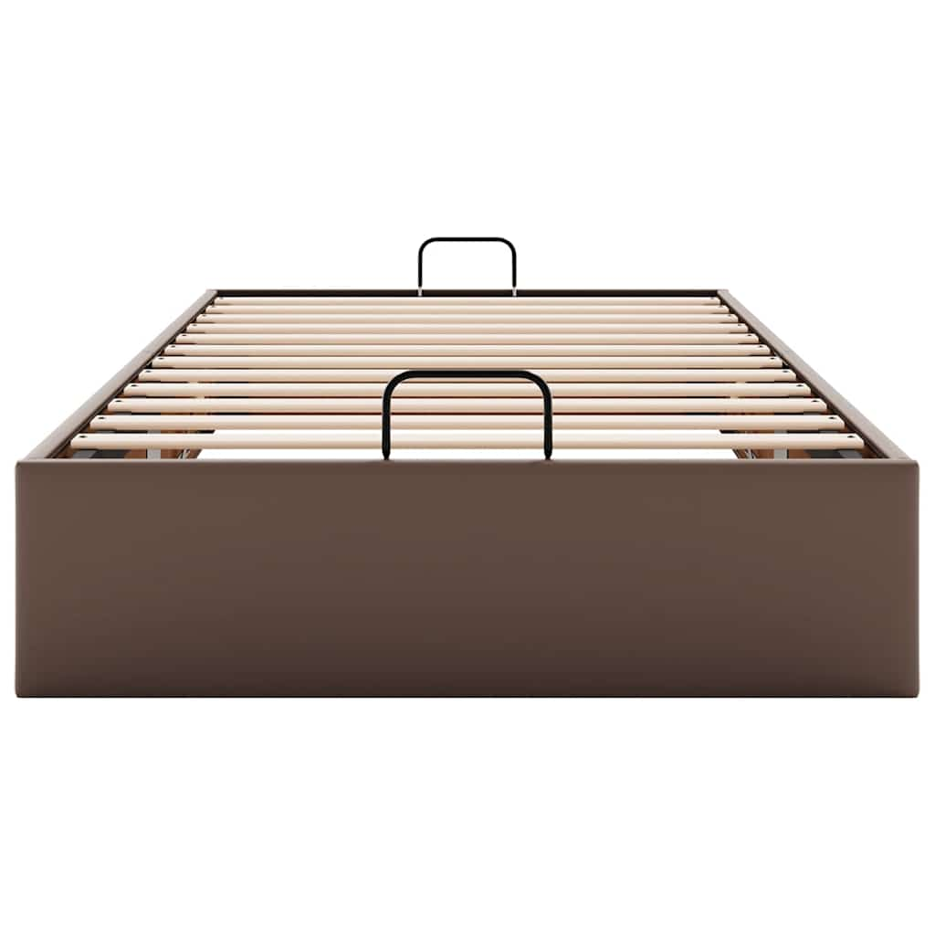 Cadre de lit ottoman sans matelas marron 90x200 cm similicuir