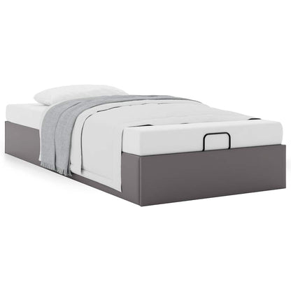 Cadre de lit ottoman sans matelas gris 90x200 cm similicuir