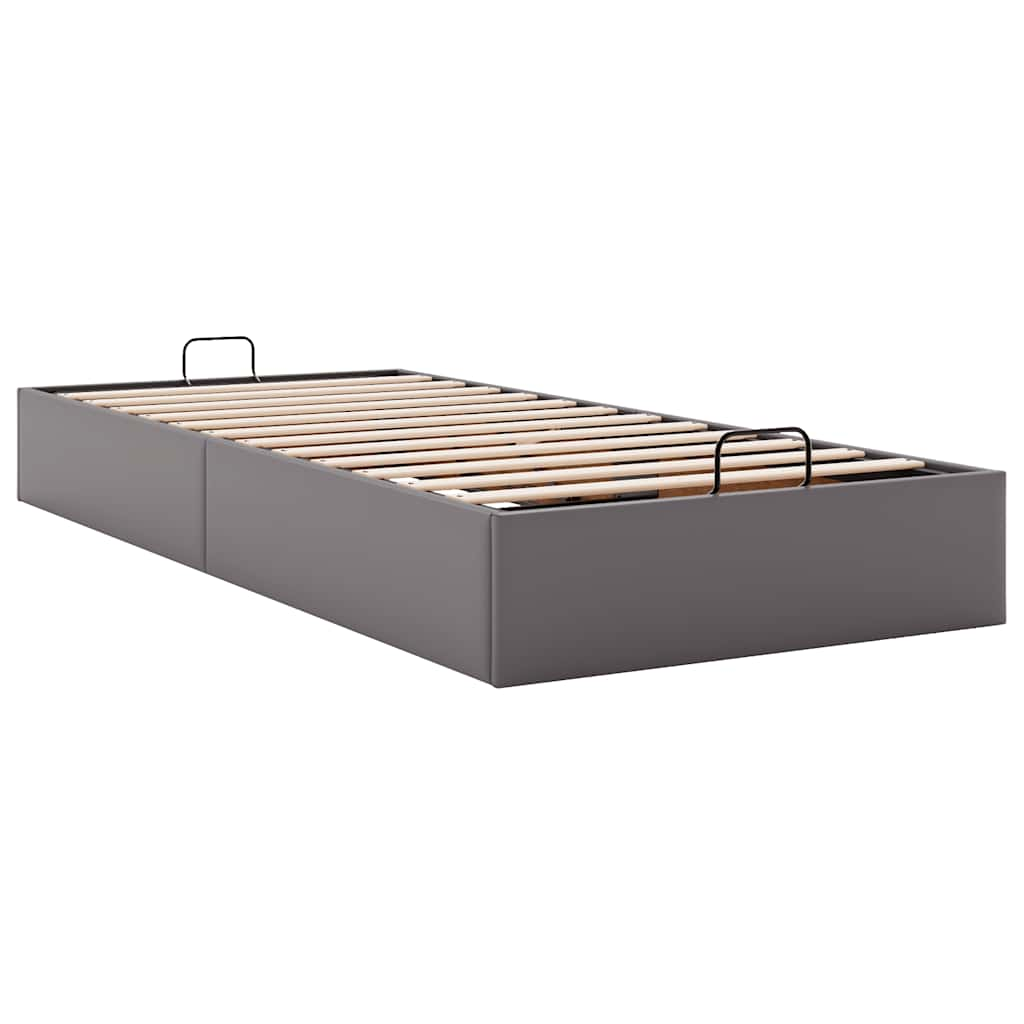 Cadre de lit ottoman sans matelas gris 90x200 cm similicuir