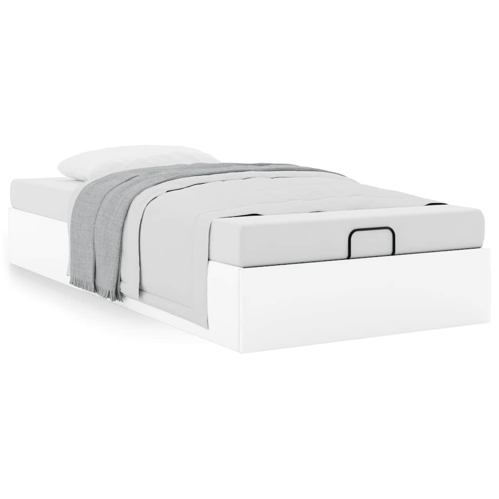 Cadre de lit ottoman sans matelas blanc 100x200 cm similicuir