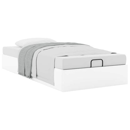 Cadre de lit ottoman sans matelas blanc 100x200 cm similicuir