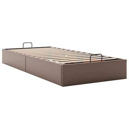 Cadre de lit ottoman sans matelas marron 100x200 cm similicuir