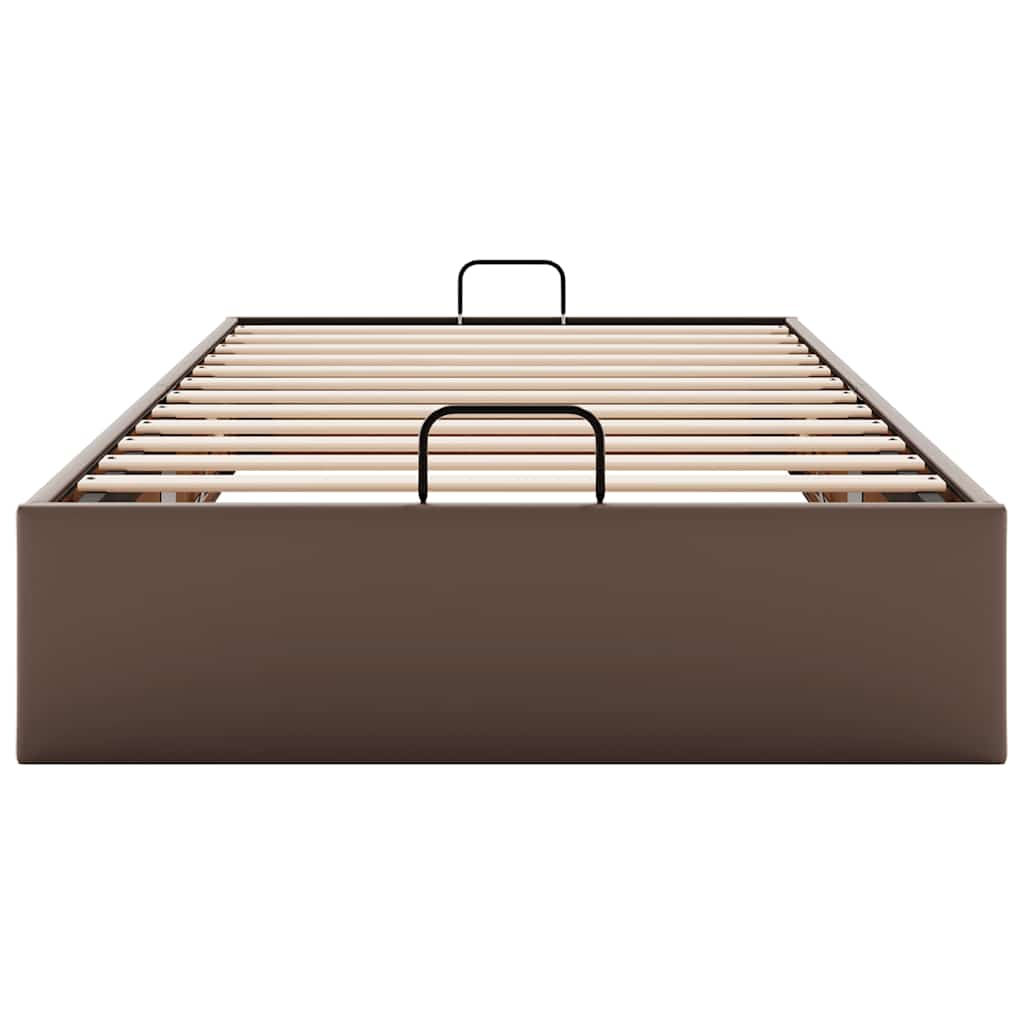 Cadre de lit ottoman sans matelas marron 100x200 cm similicuir