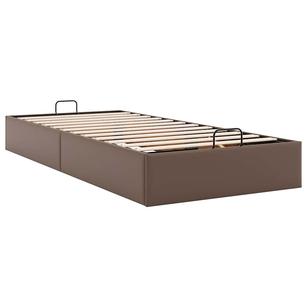 Cadre de lit ottoman sans matelas marron 100x200 cm similicuir