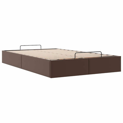 Cadre de lit ottoman sans matelas marron 120x190 cm similicuir