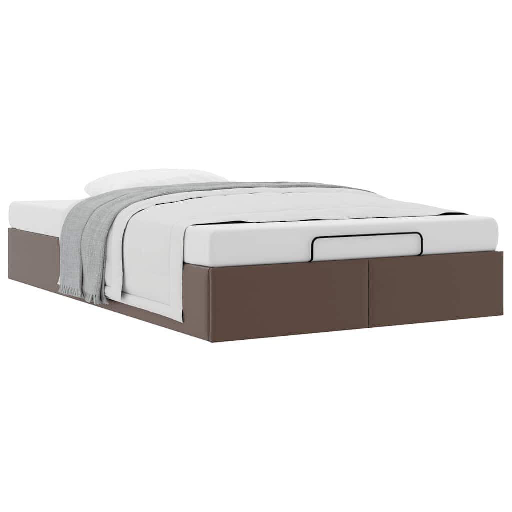 Cadre de lit ottoman sans matelas marron 120x190 cm similicuir