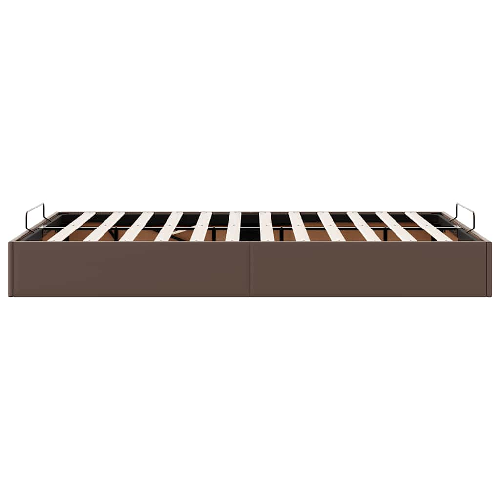 Cadre de lit ottoman sans matelas marron 120x190 cm similicuir