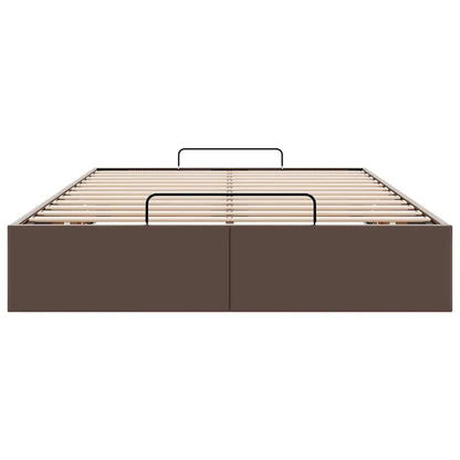 Cadre de lit ottoman sans matelas marron 120x190 cm similicuir