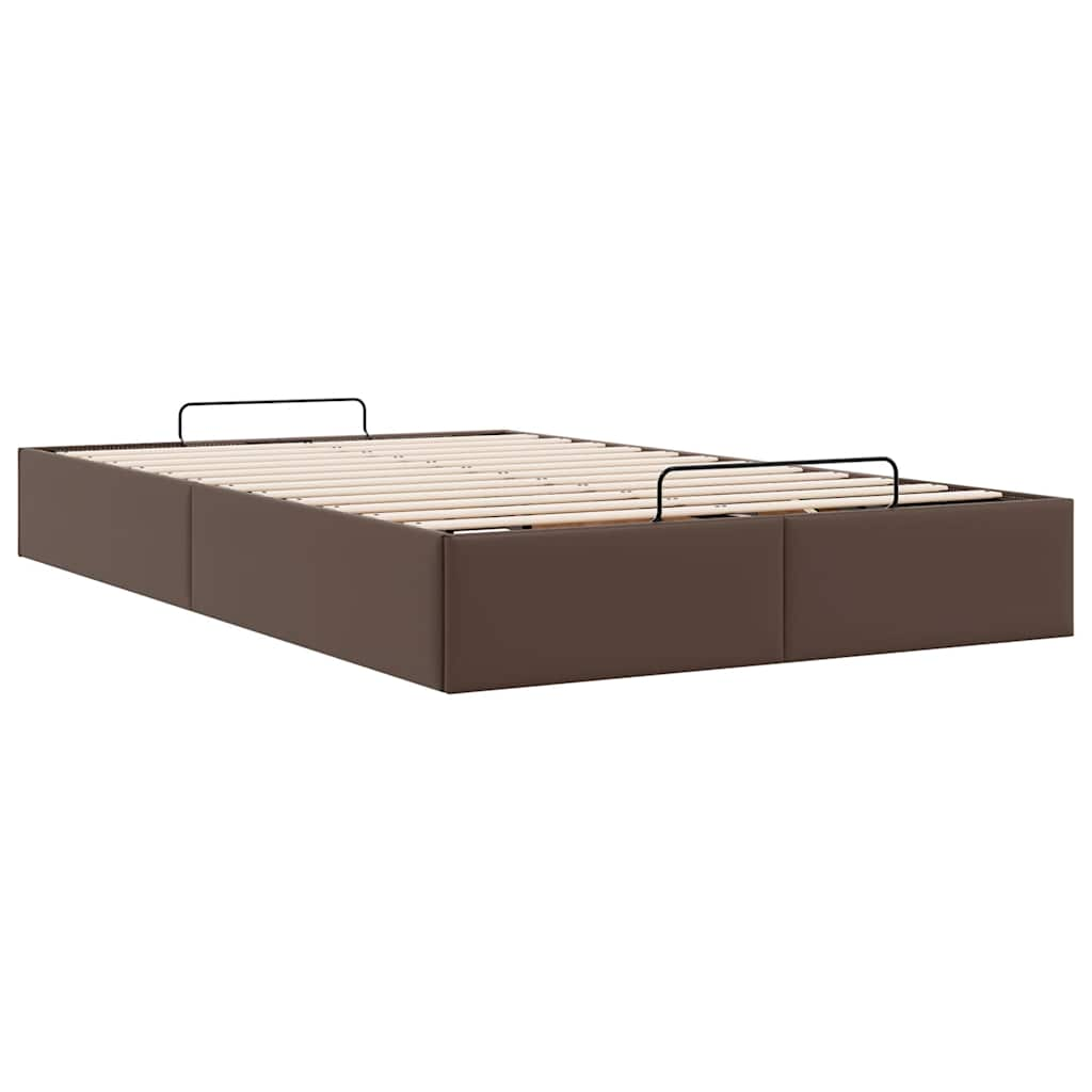 Cadre de lit ottoman sans matelas marron 120x190 cm similicuir