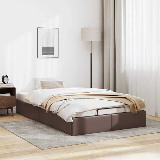 Cadre de lit ottoman sans matelas marron 120x190 cm similicuir