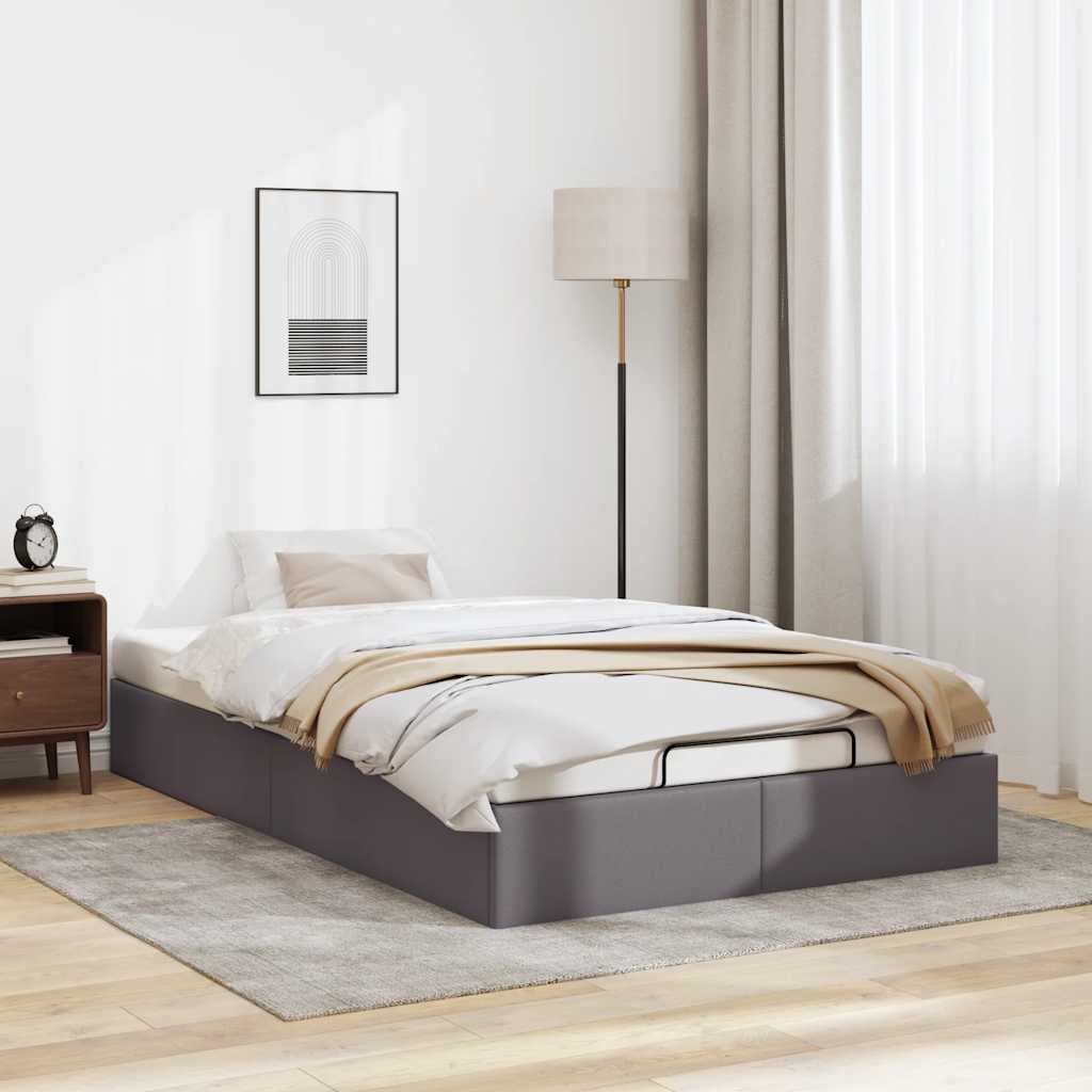 Cadre de lit ottoman sans matelas gris 120x190 cm similicuir