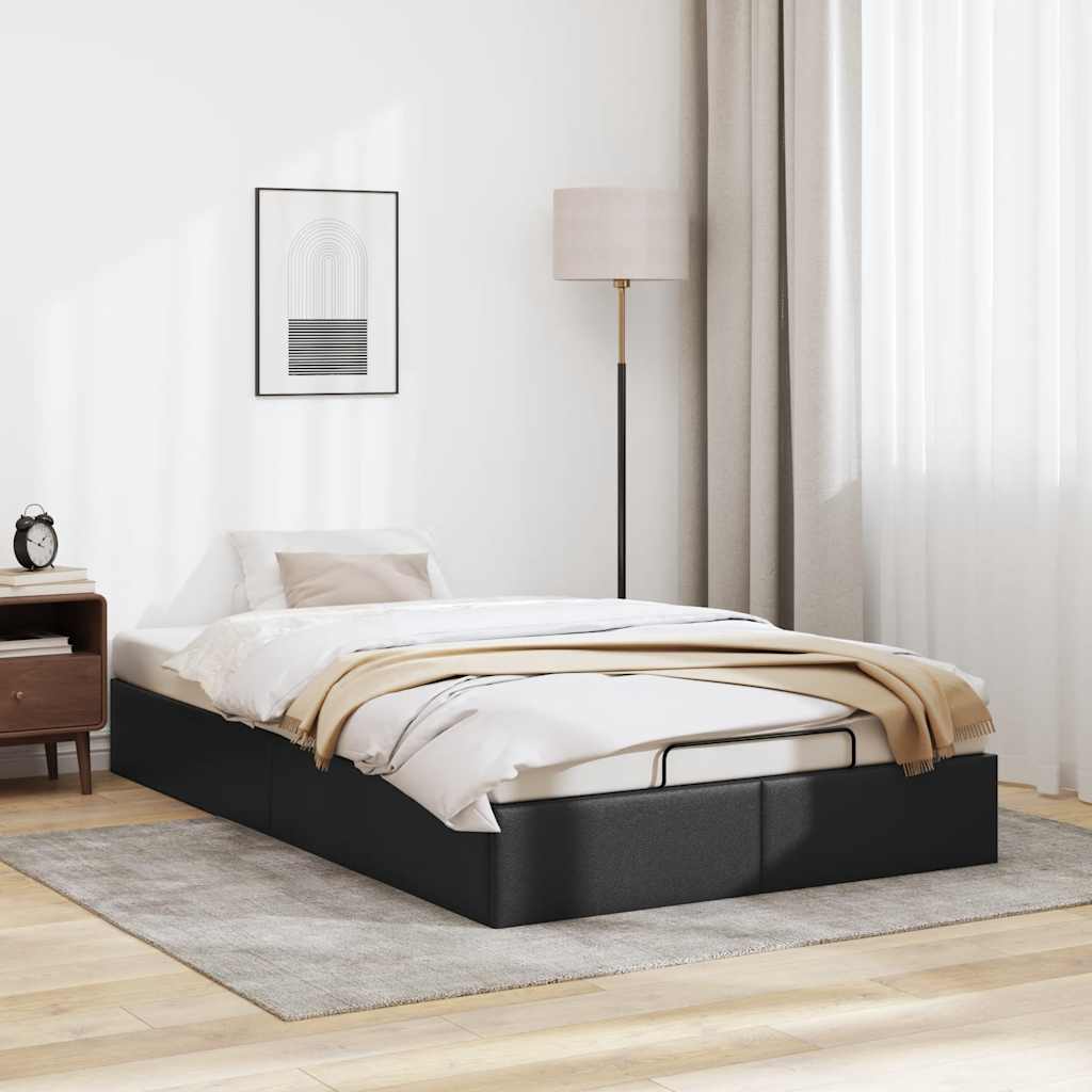 Cadre de lit ottoman sans matelas noir 120x200 cm similicuir