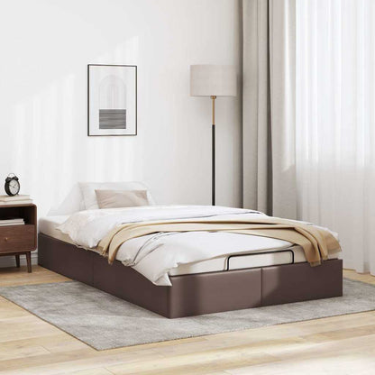 Cadre de lit ottoman sans matelas marron 120x200 cm similicuir