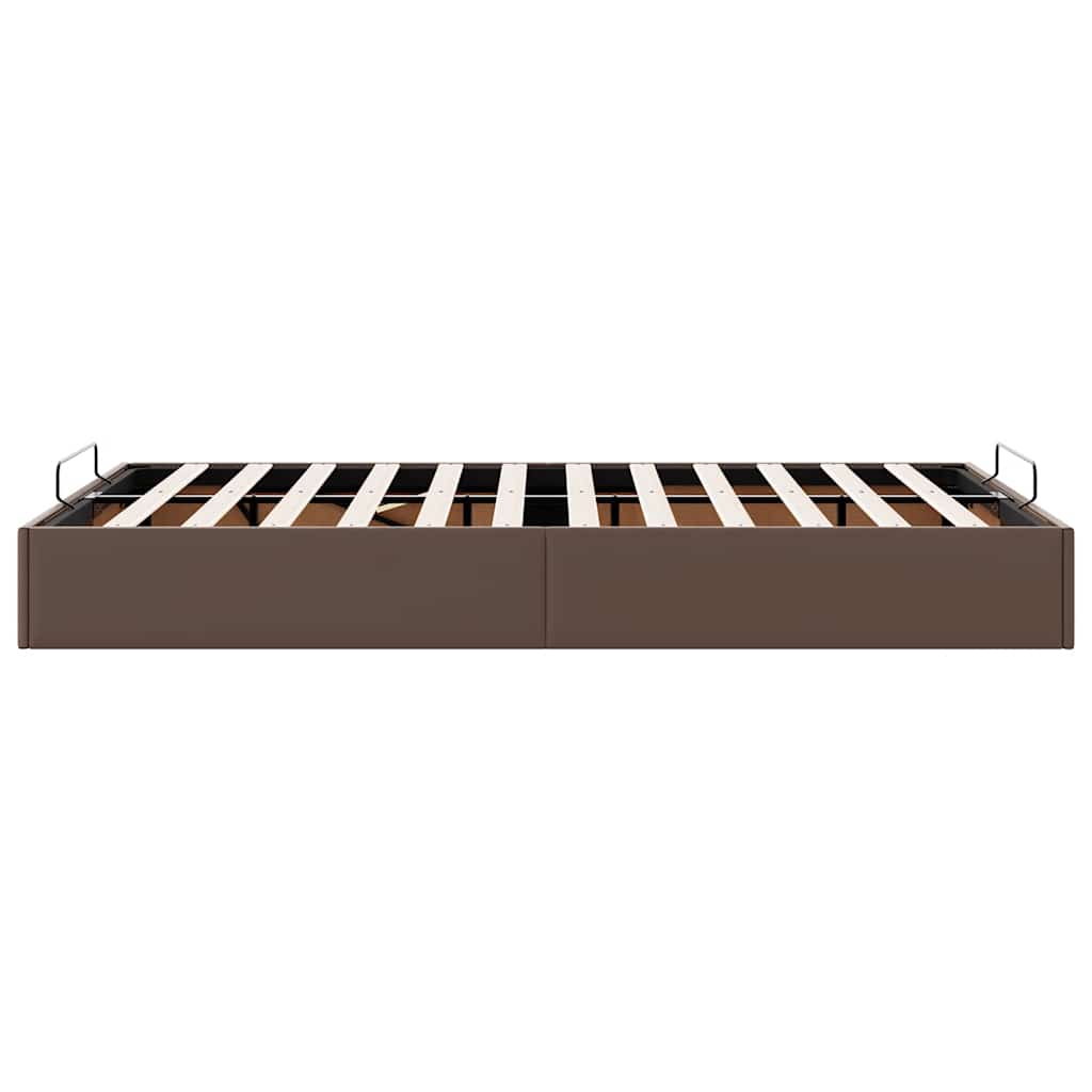 Cadre de lit ottoman sans matelas marron 120x200 cm similicuir