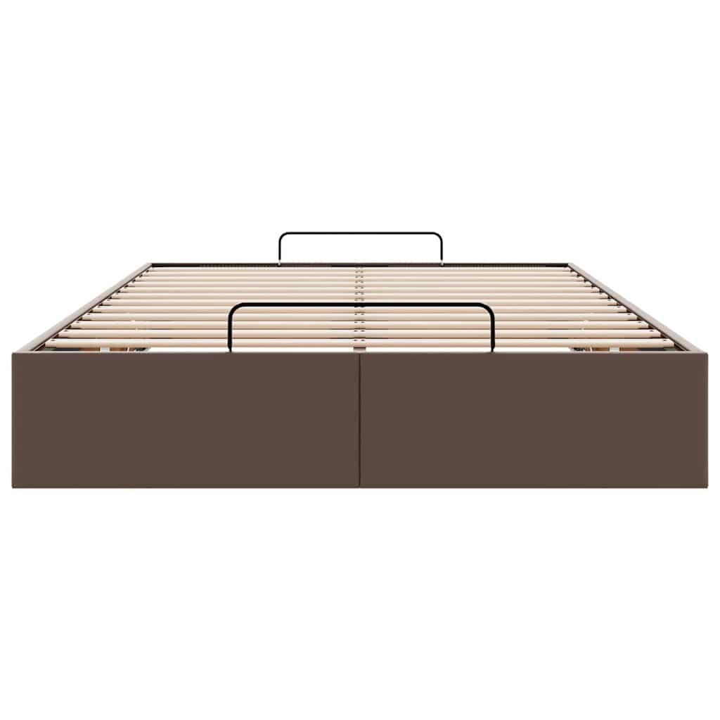 Cadre de lit ottoman sans matelas marron 120x200 cm similicuir