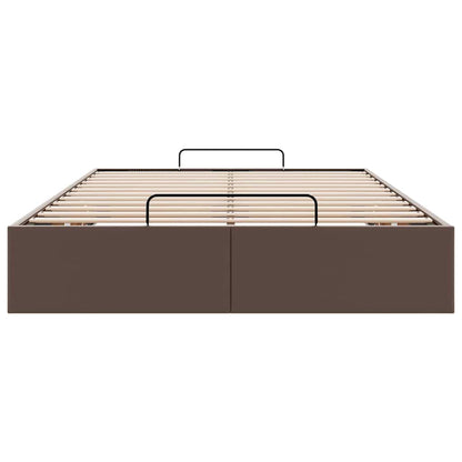 Cadre de lit ottoman sans matelas marron 120x200 cm similicuir