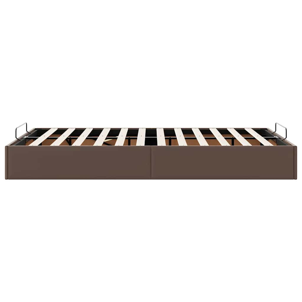 Cadre de lit ottoman sans matelas marron 120x200 cm similicuir